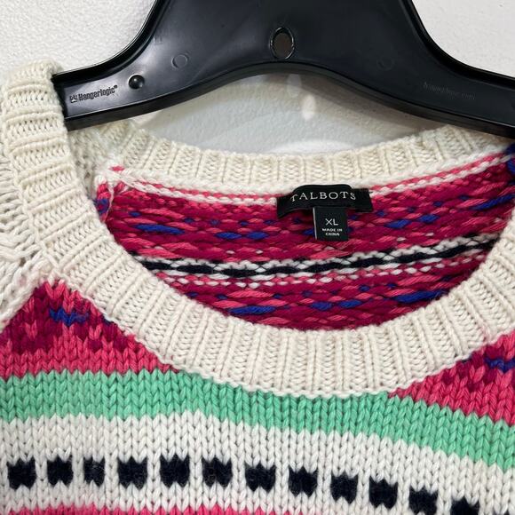 Talbots Fair Isle Sweater Winter Knit Holiday Nordic Pullover XL - Picture 3 of 7
